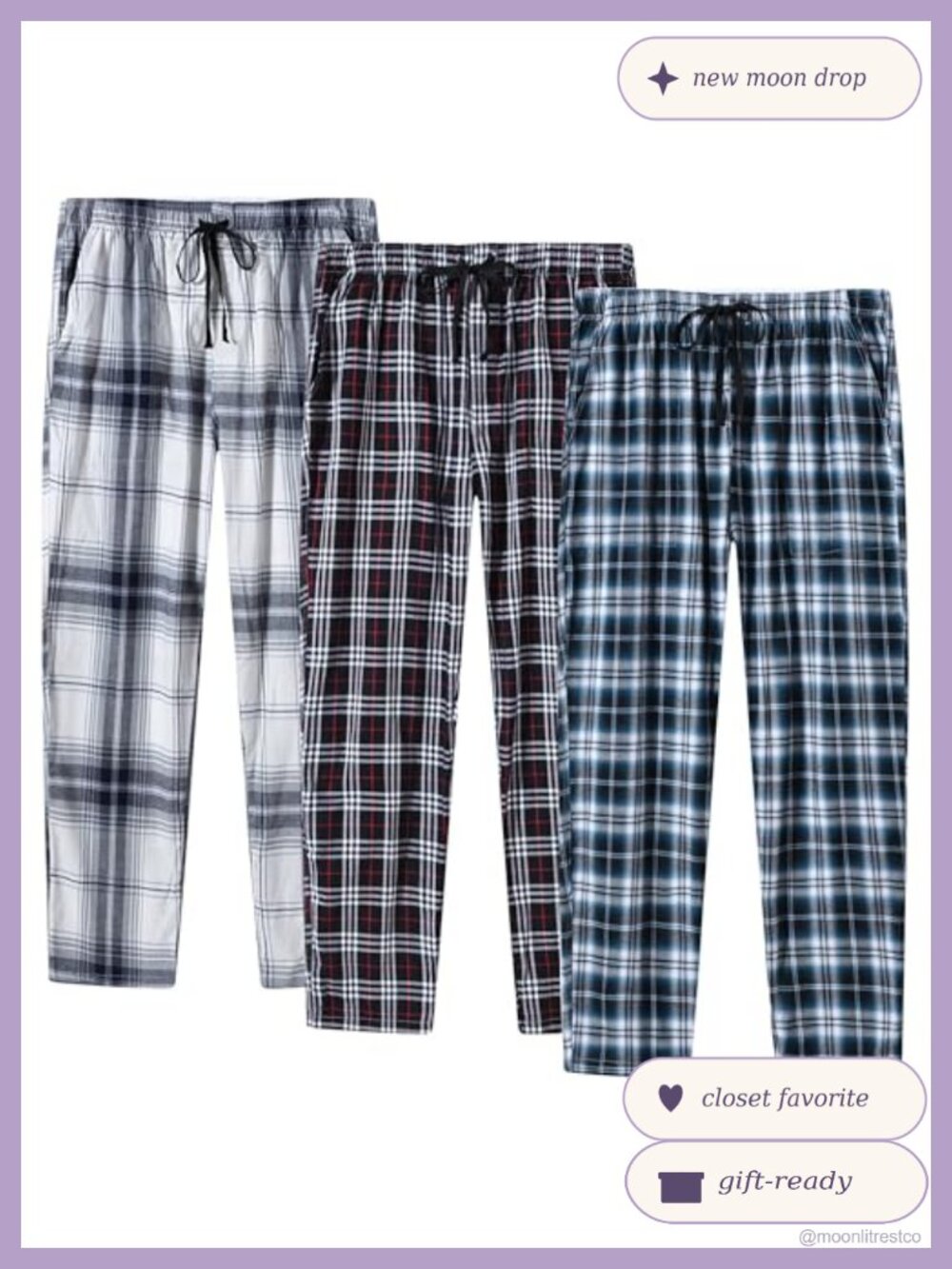 Womens Cotton Plaid Pajama Pants Lounge Sleep Bottoms Drawstring